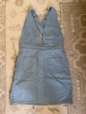 BDG Light Wash Denim Pinafore Mini Dress